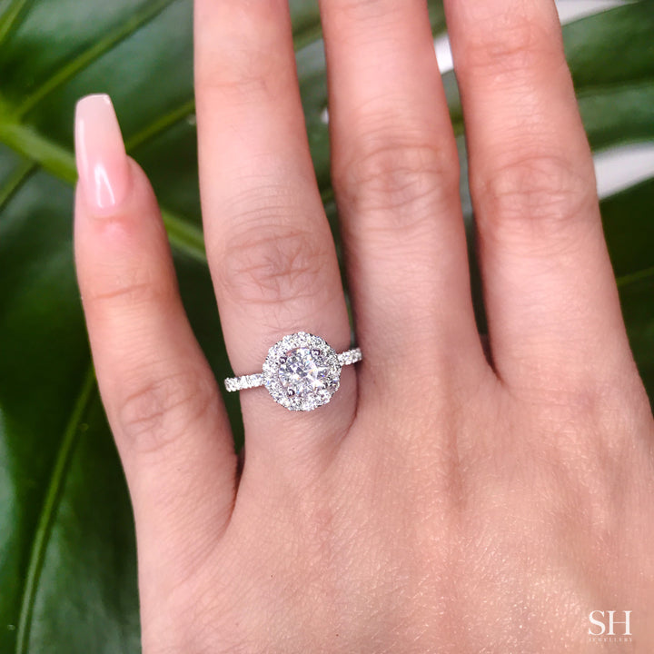 Timeless Halo Engagement Ring with 1.9mm Pavé-Set Band - W0806 (Lab Grown)