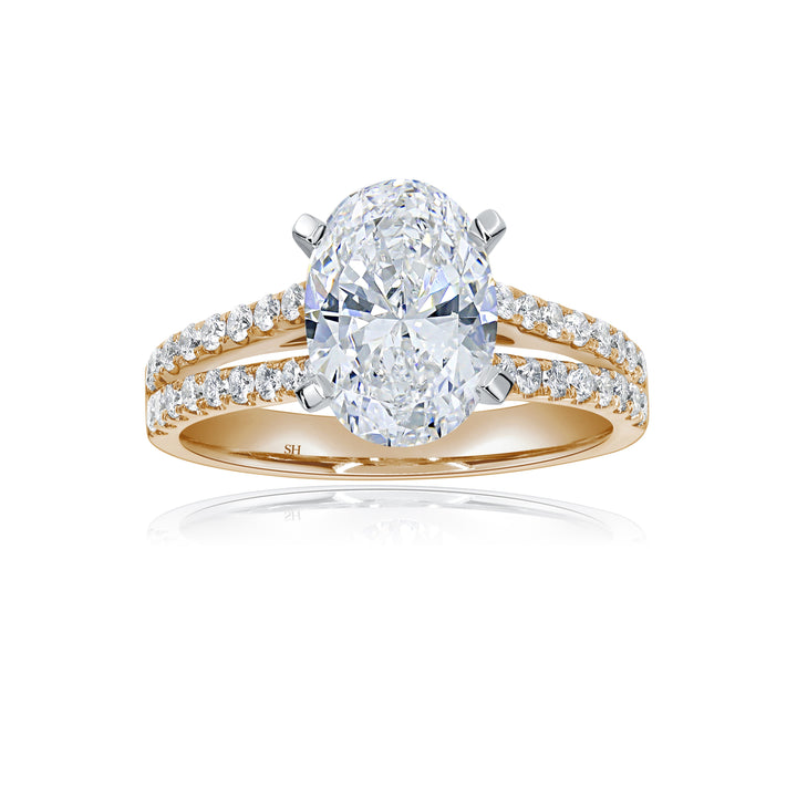Timeless Oval Engagement Ring with Split Band - W0881 (Lab Grown)