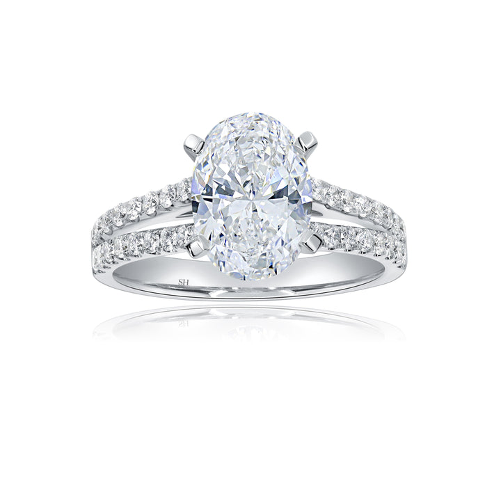 Timeless Oval Engagement Ring with Split Band - W0881 (Lab Grown)