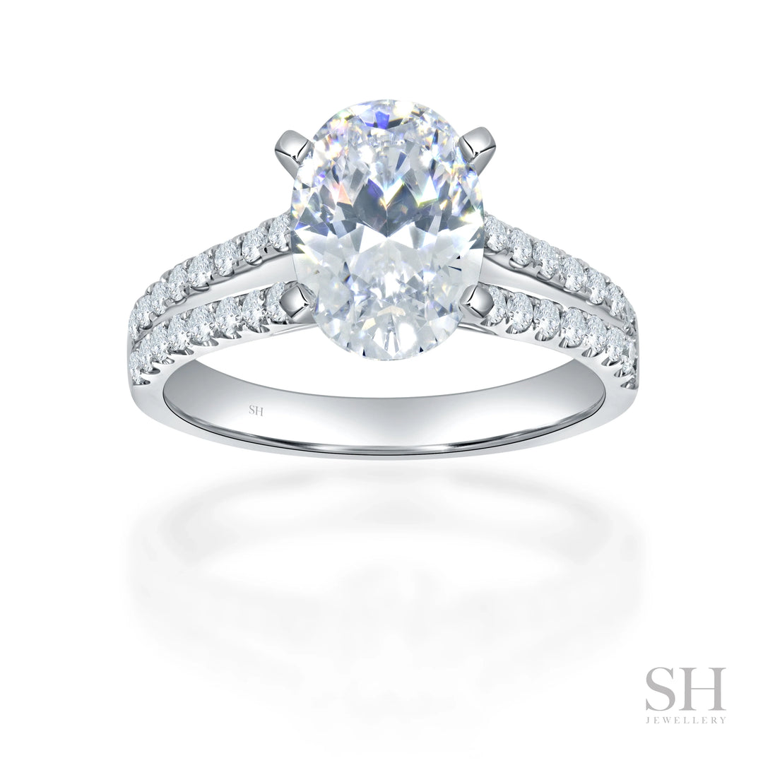 Timeless Oval Engagement Ring with Split Band - W0881 (Lab Grown)