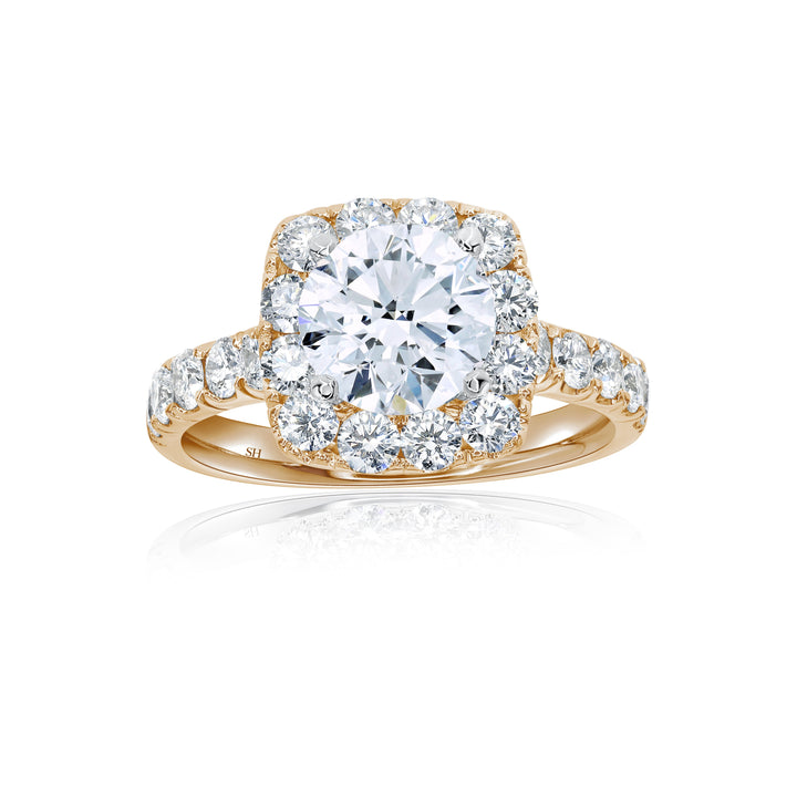Bold Cushion Shaped Halo & Pavé Set Diamond Band - W0884 (Lab Grown)