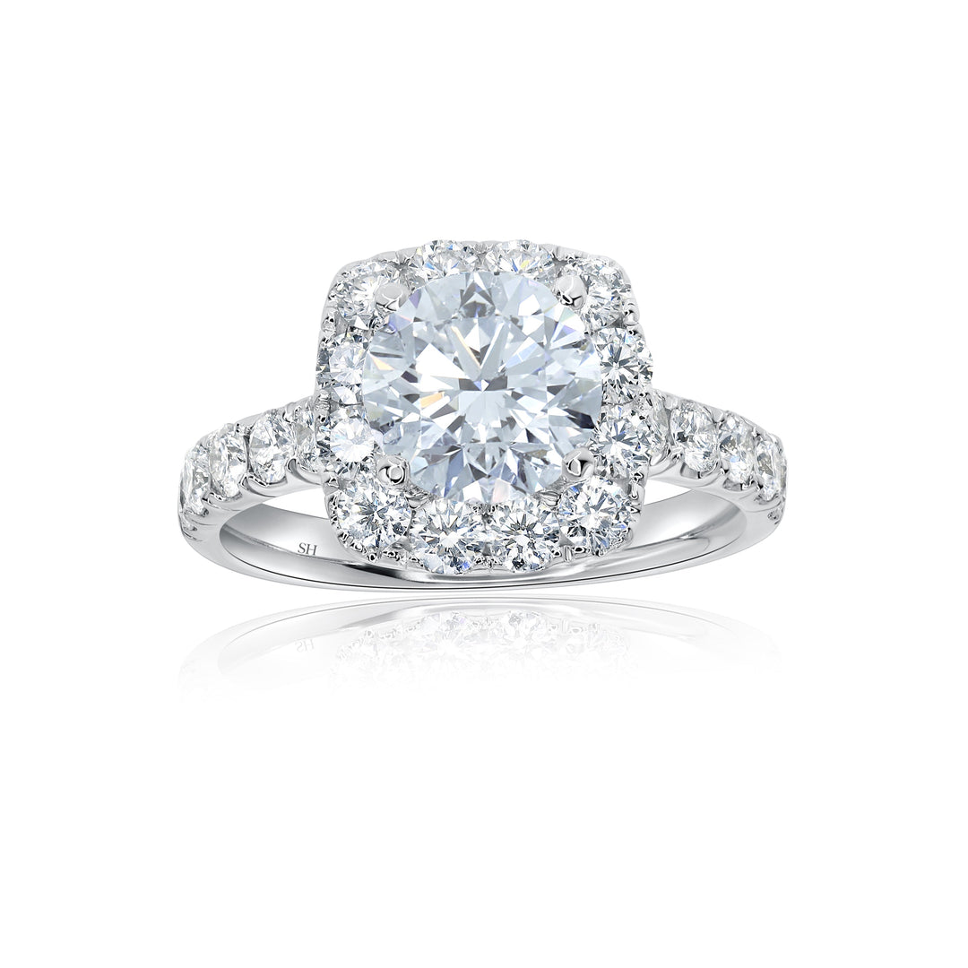 Bold Cushion Shaped Halo & Pavé Set Diamond Band - W0884 (Lab Grown)