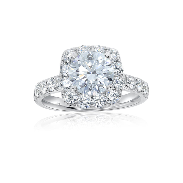 Bold Cushion Shaped Halo & Pavé Set Diamond Band - W0884 (Lab Grown)