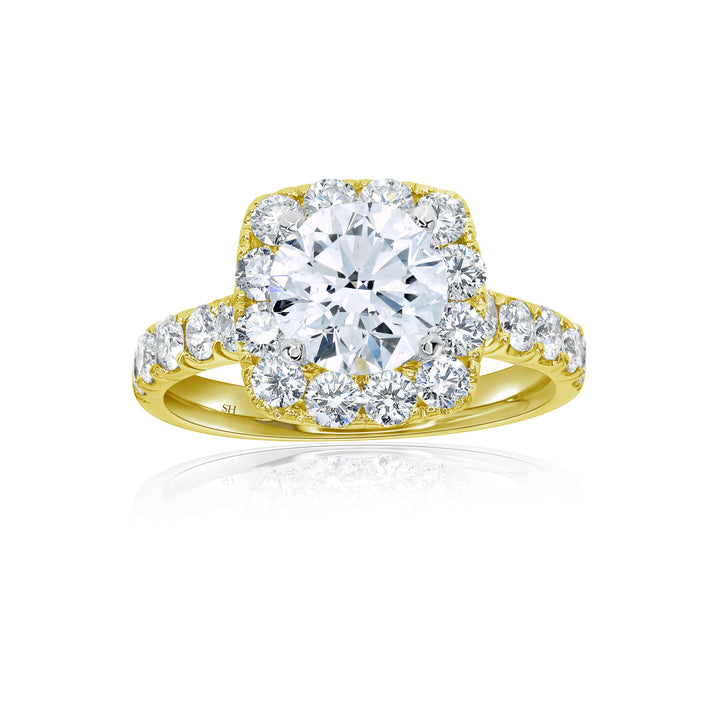 Bold Cushion Shaped Halo & Pavé Set Diamond Band - W0884 (Lab Grown)