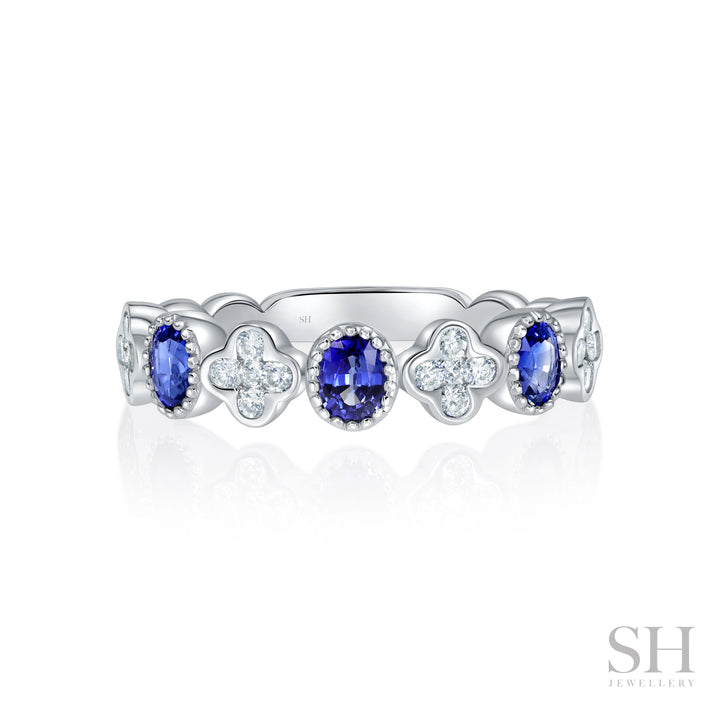 Clover Radiance Sapphire and Diamond Ring (4.8mm) - W0992