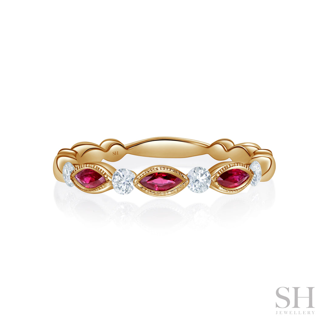 Marquise Ruby and Diamond Ring (2.9mm) - W0994