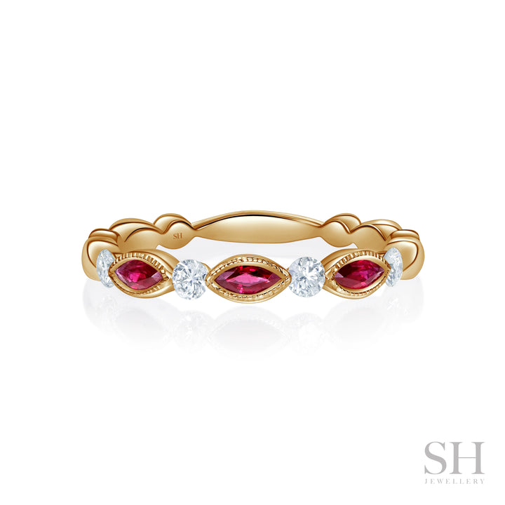 Marquise Ruby and Diamond Ring (2.9mm) - W0994