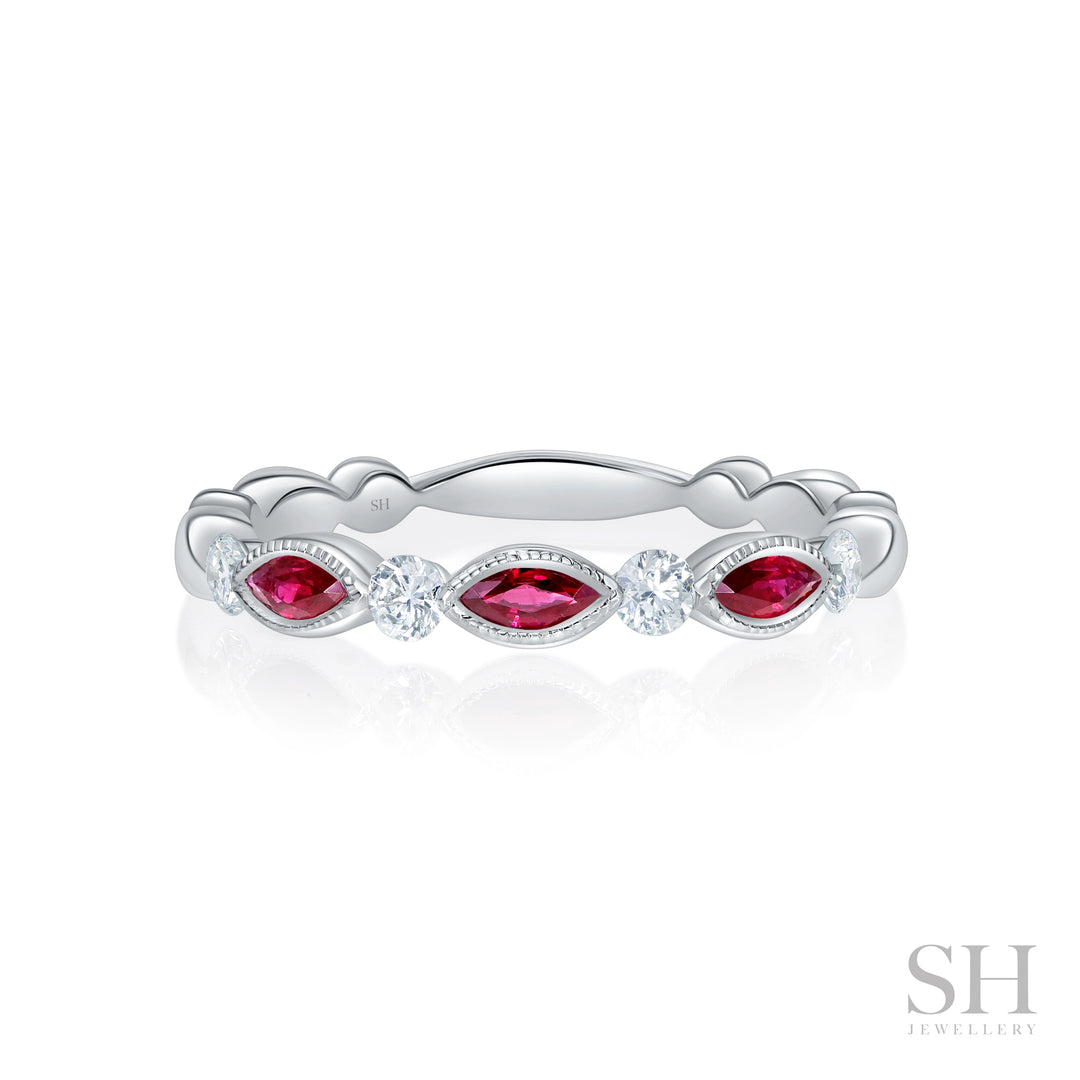 Marquise Ruby and Diamond Ring (2.9mm) - W0994