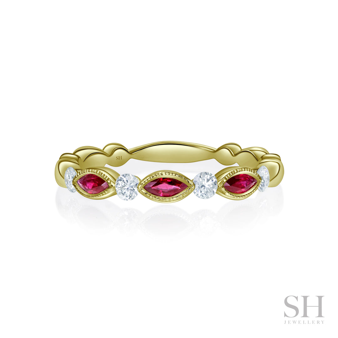Marquise Ruby and Diamond Ring (2.9mm) - W0994
