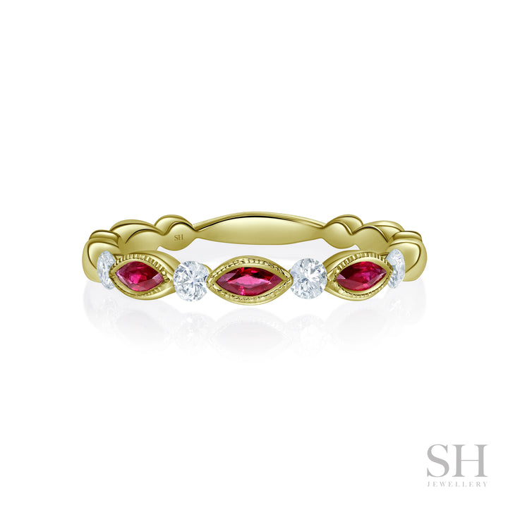 Marquise Ruby and Diamond Ring (2.9mm) - W0994