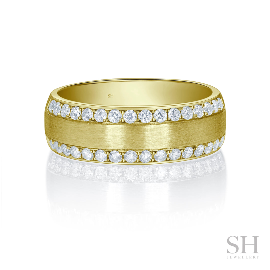 Traction Men's Diamond Ring With Brushed Finish Centre (7.5mm) - W1034
