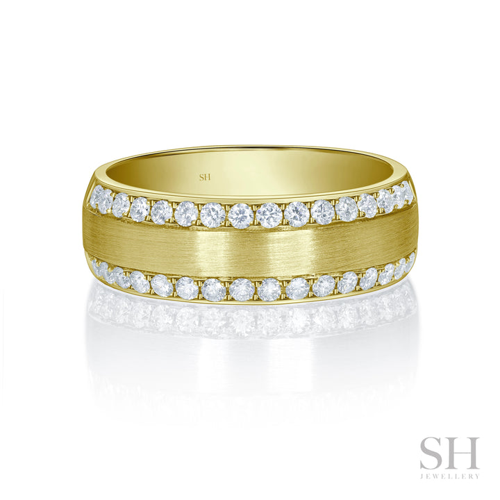 Traction Men's Diamond Ring With Brushed Finish Centre (7.5mm) - W1034