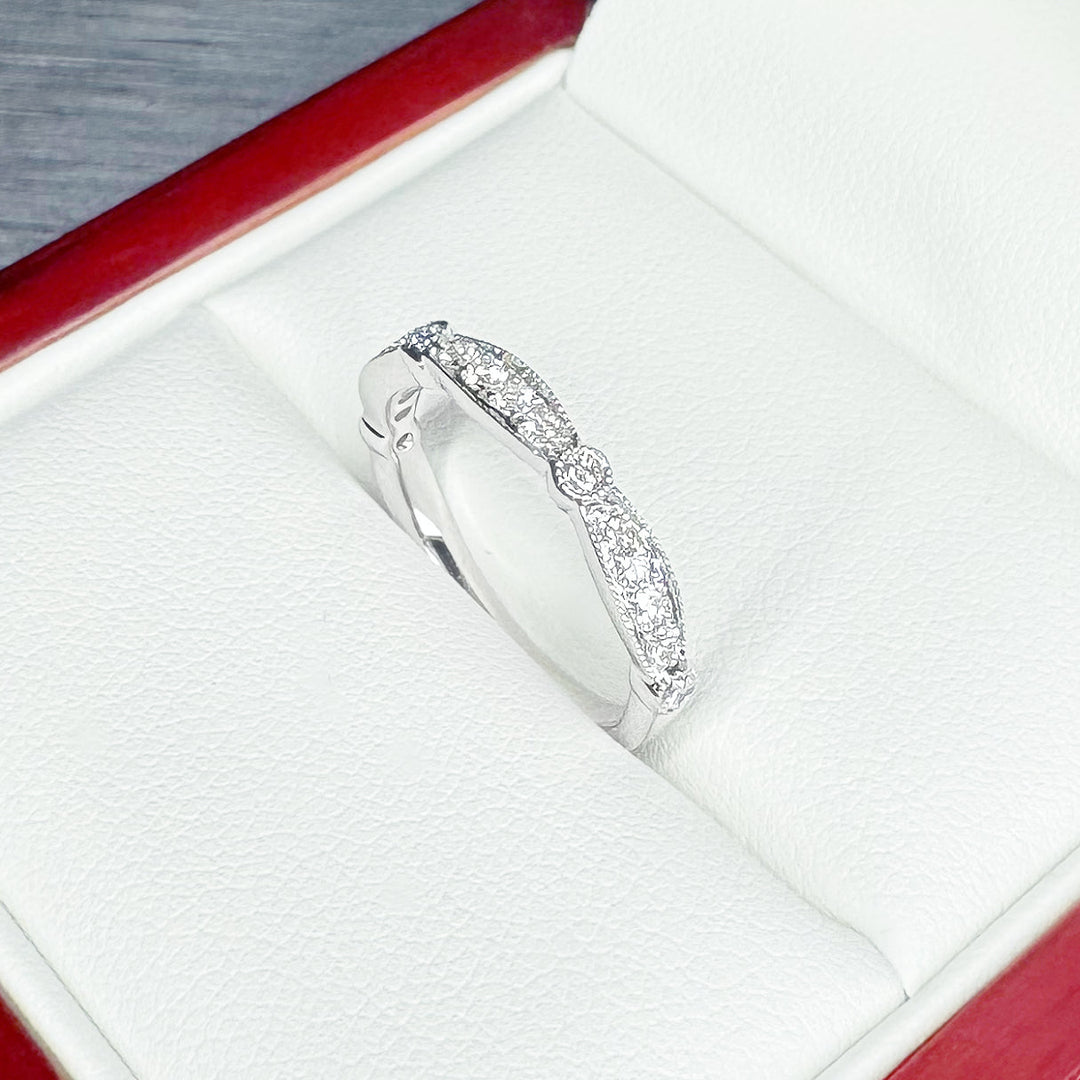Skyline Diamond Band with Milgrain Finish (2.9mm) - W1037 — 18kt White Gold (Clearance)