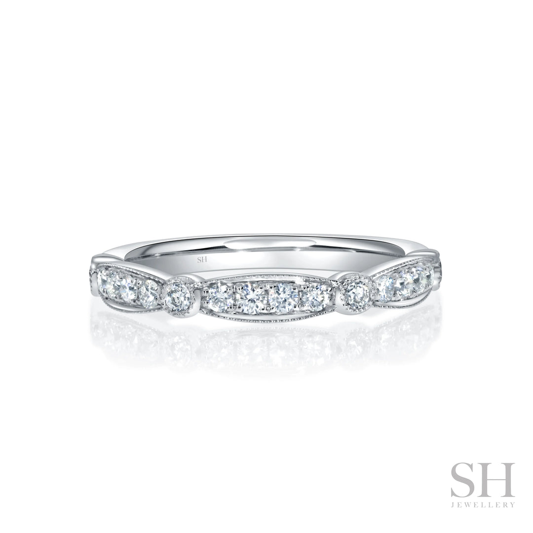 Skyline Diamond Band with Milgrain Finish (2.9mm) - W1037 — 18kt White Gold (Clearance)