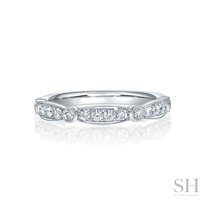 Skyline Diamond Band with Milgrain Finish (2.9mm) - W1037 — 18kt White Gold (Clearance)
