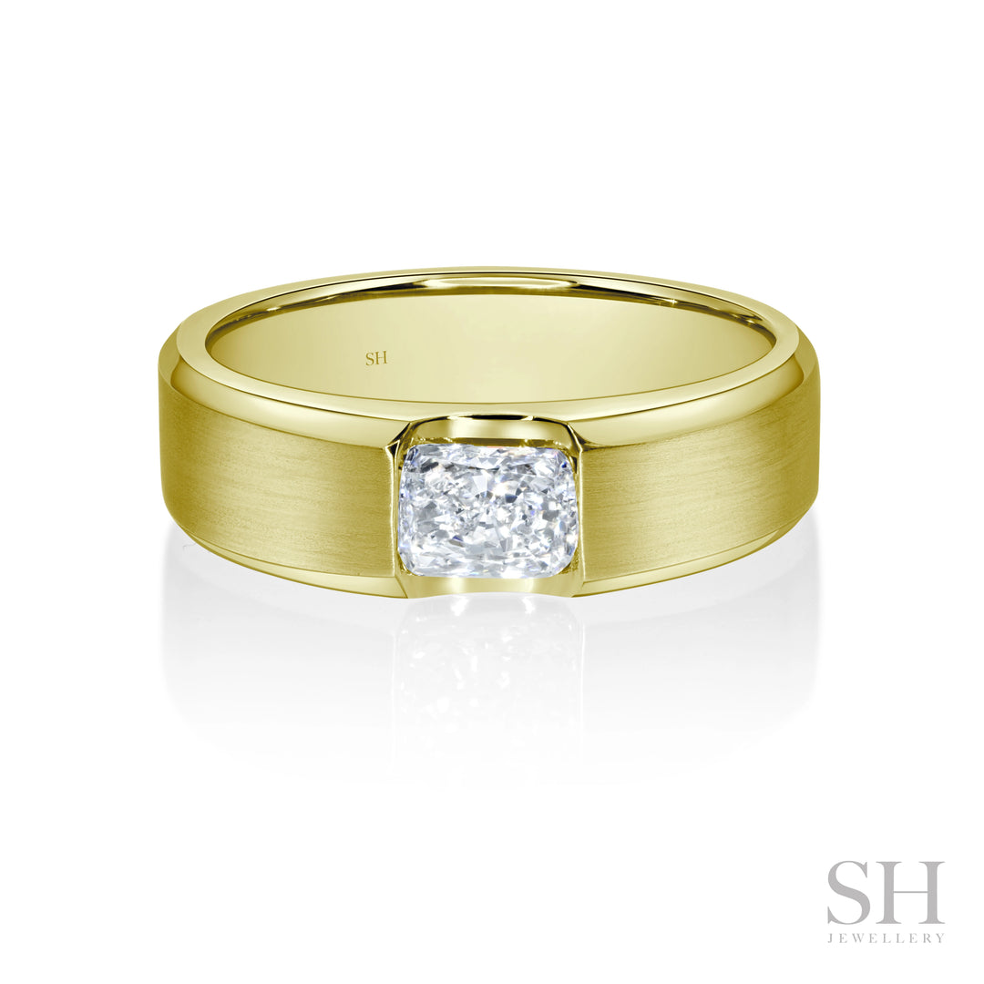 Sideways Radiant Cut Diamond Band with Bevelled Edges (Satin Finish) (5.9mm) - W1068