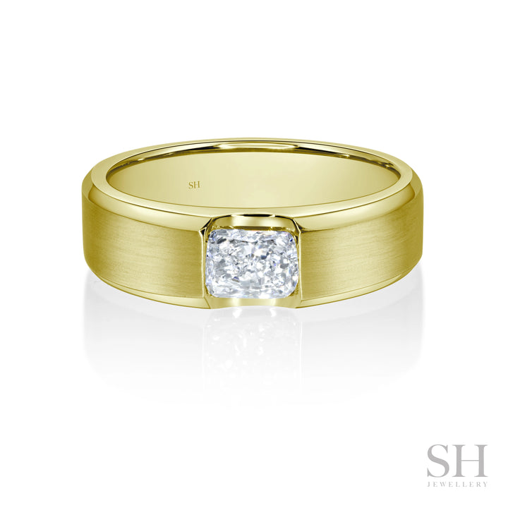 Sideways Radiant Cut Diamond Band with Bevelled Edges (Satin Finish) (5.9mm) - W1068