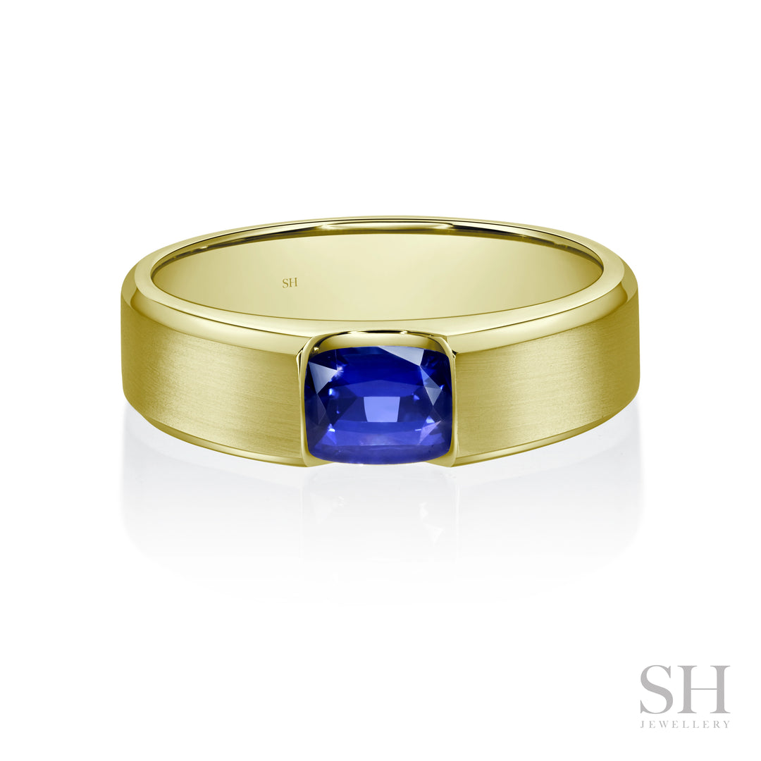 Radiant Cut Sapphire Band with Bevelled Edges (Satin Finish) (5.8mm) - W1069