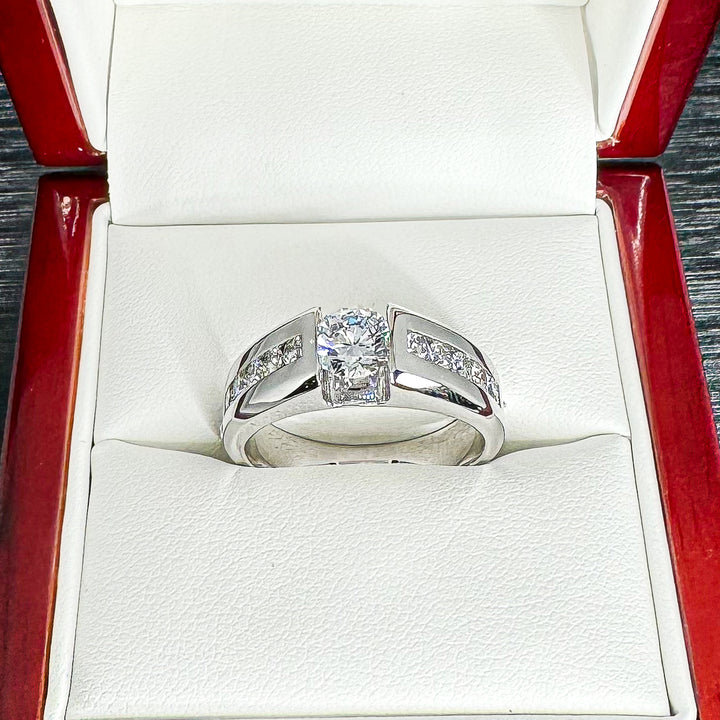 Floating Round Diamond Band and Channel Set Shoulders (7.6mm) - W1070