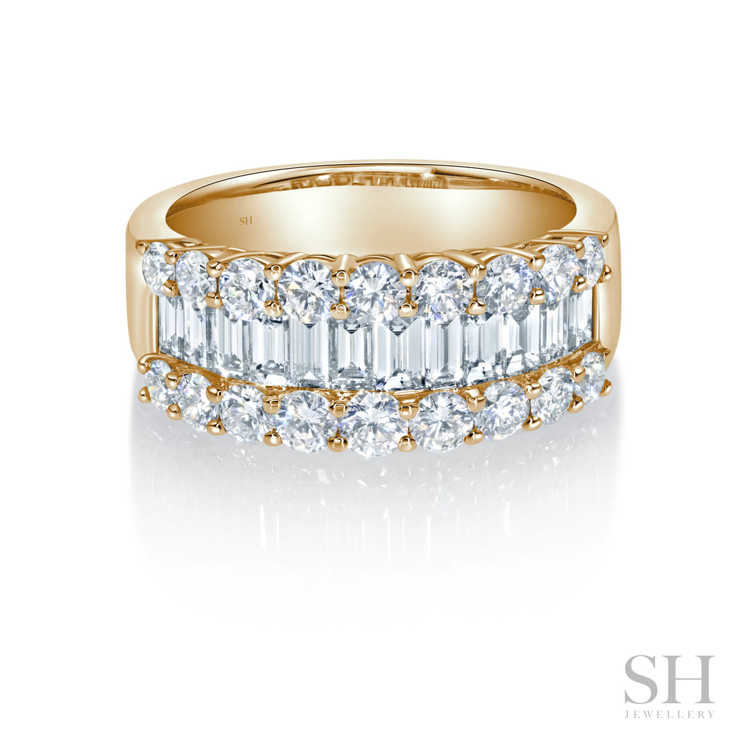 Baguette and Round Horizon Diamond Band - W1077