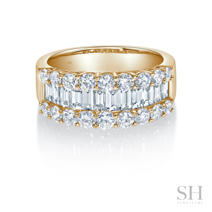 Baguette and Round Horizon Diamond Band - W1077