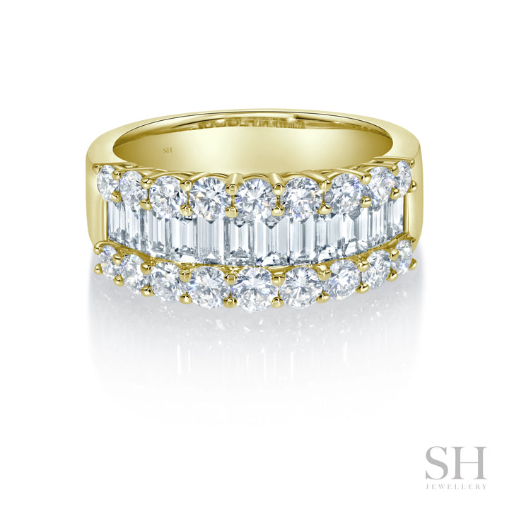 Baguette and Round Horizon Diamond Band - W1077