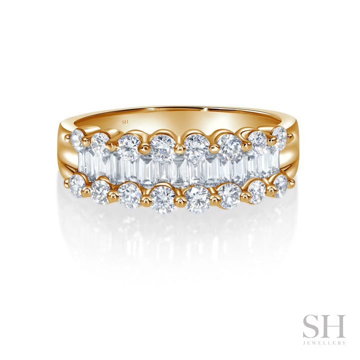 Baguette and Round Claw-Set Diamond Band - W1080