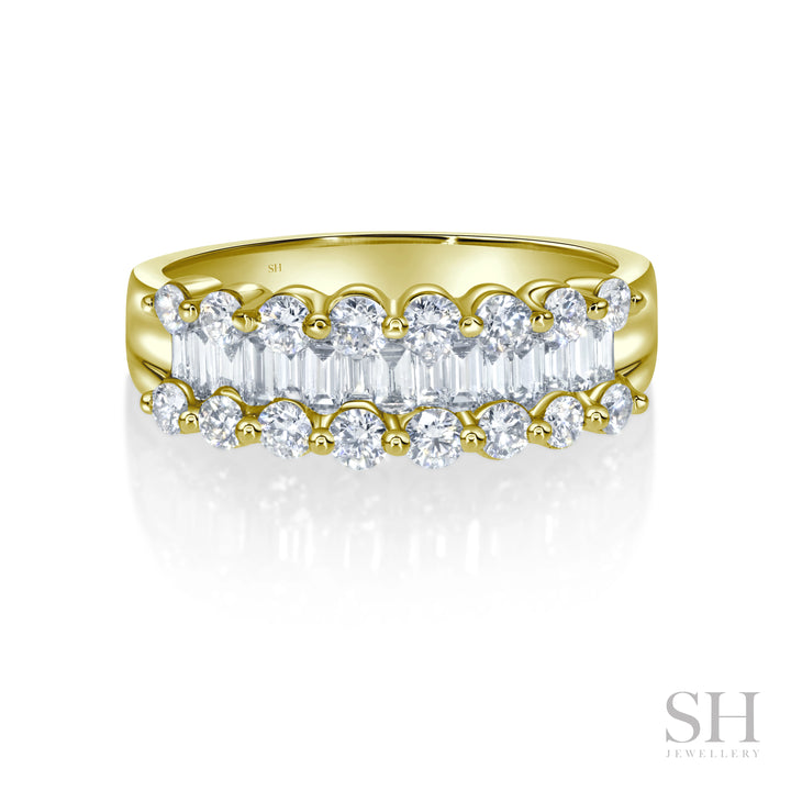 Baguette and Round Claw-Set Diamond Band - W1080