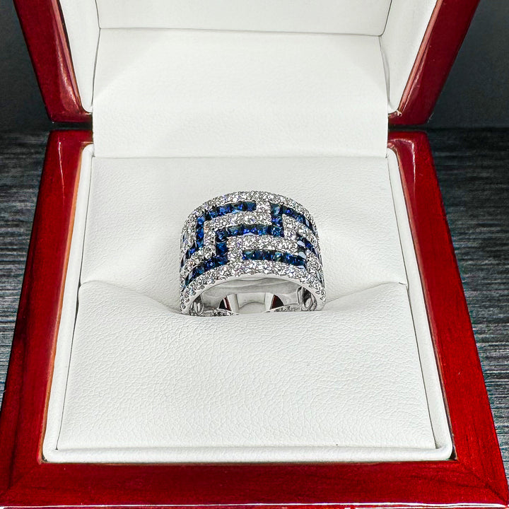 Sapphire and Diamond Lattice Dress Ring (13.6mm Tapered to 13.2mm) - W1083