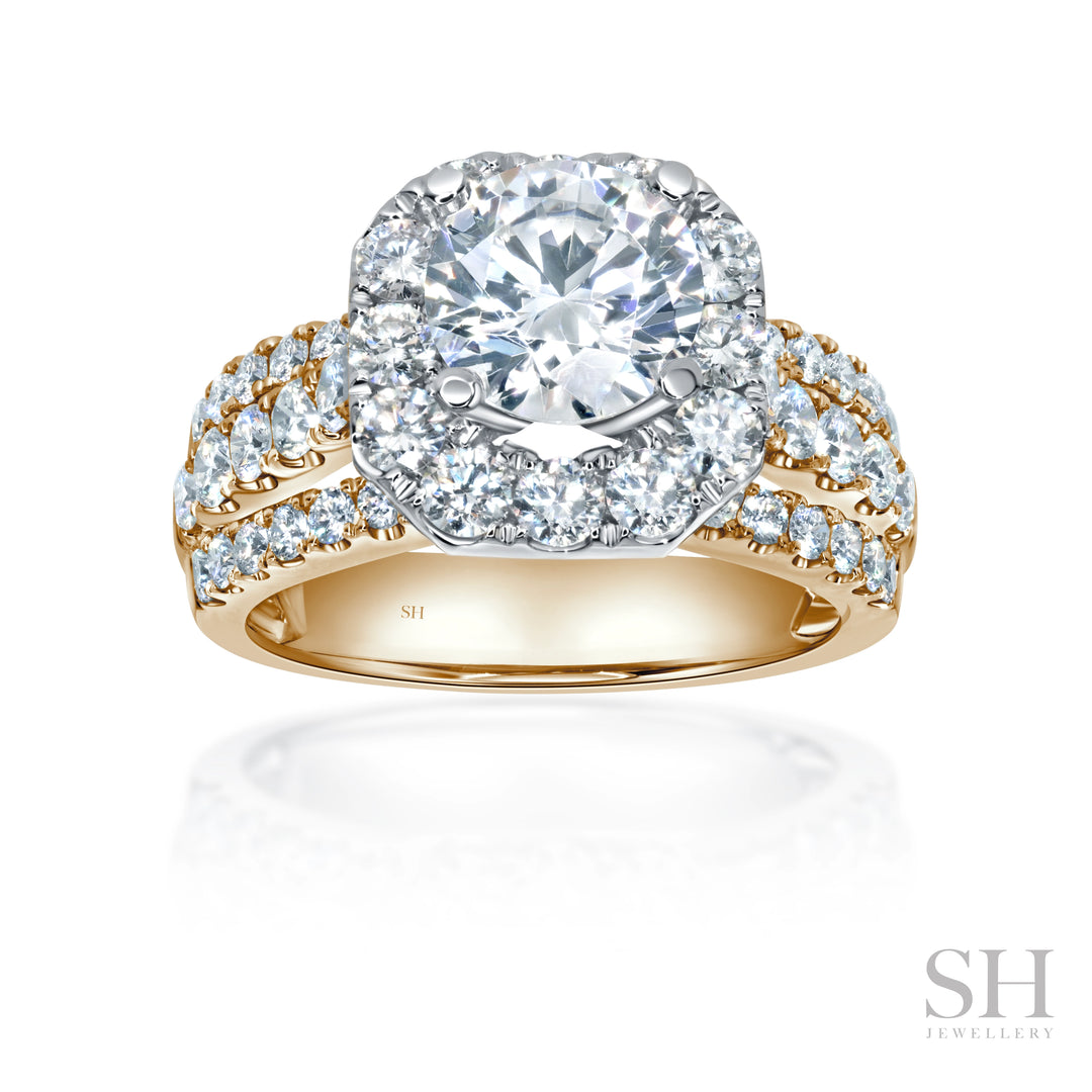 Geometric Halo with Tri Diamond Band - W1086