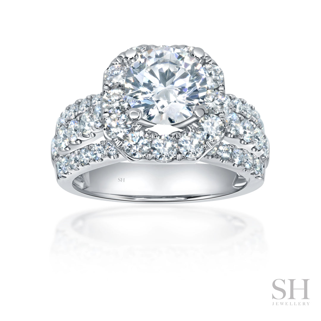 Geometric Halo with Tri Diamond Band - W1086