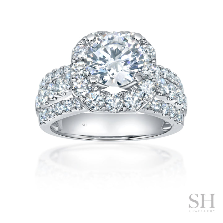 Geometric Halo with Tri Diamond Band - W1086