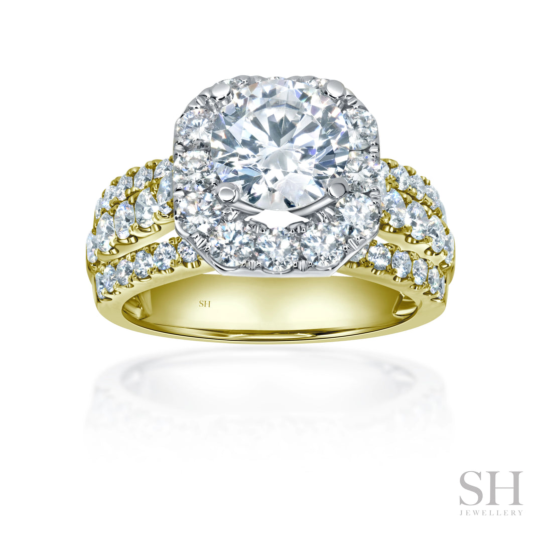 Geometric Halo with Tri Diamond Band - W1086