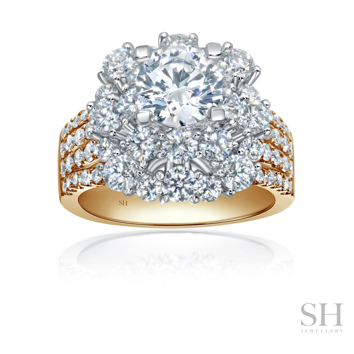 Bright Halo with Quad Diamond Band - W1091 (Lab Grown)