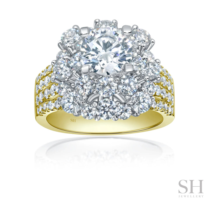 Bright Halo with Quad Diamond Band - W1091 (Lab Grown)