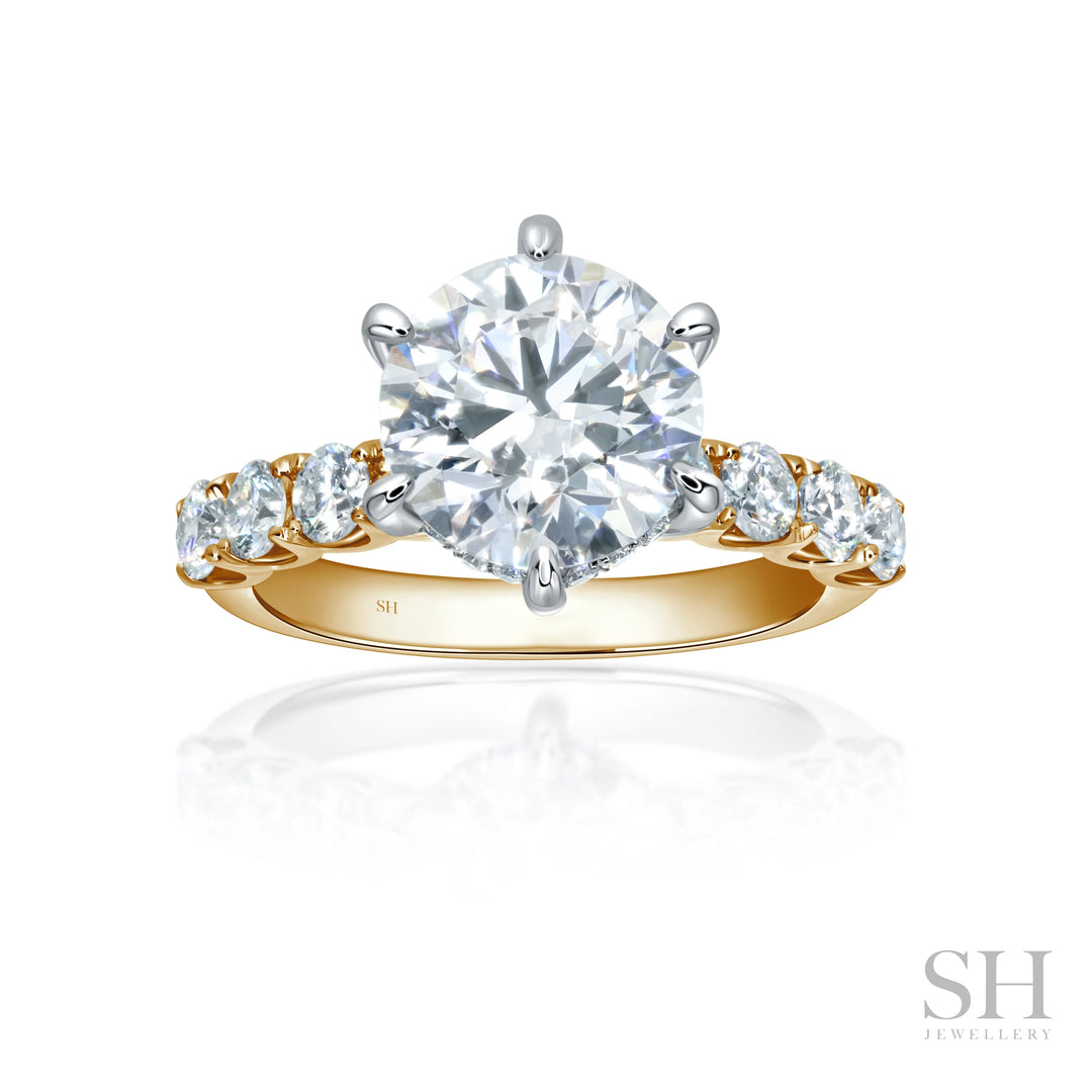 Timeless 6-Claw Brilliant Cut with Scalloped Band and Hidden Halo - W1095 (Lab Grown)