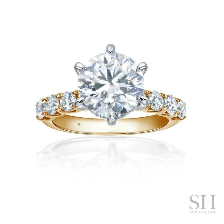 Timeless 6-Claw Brilliant Cut with Scalloped Band and Hidden Halo - W1095 (Lab Grown)