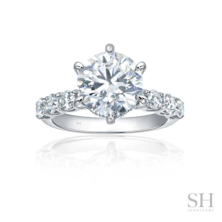 Timeless 6-Claw Brilliant Cut with Scalloped Band and Hidden Halo - W1095 (Lab Grown)