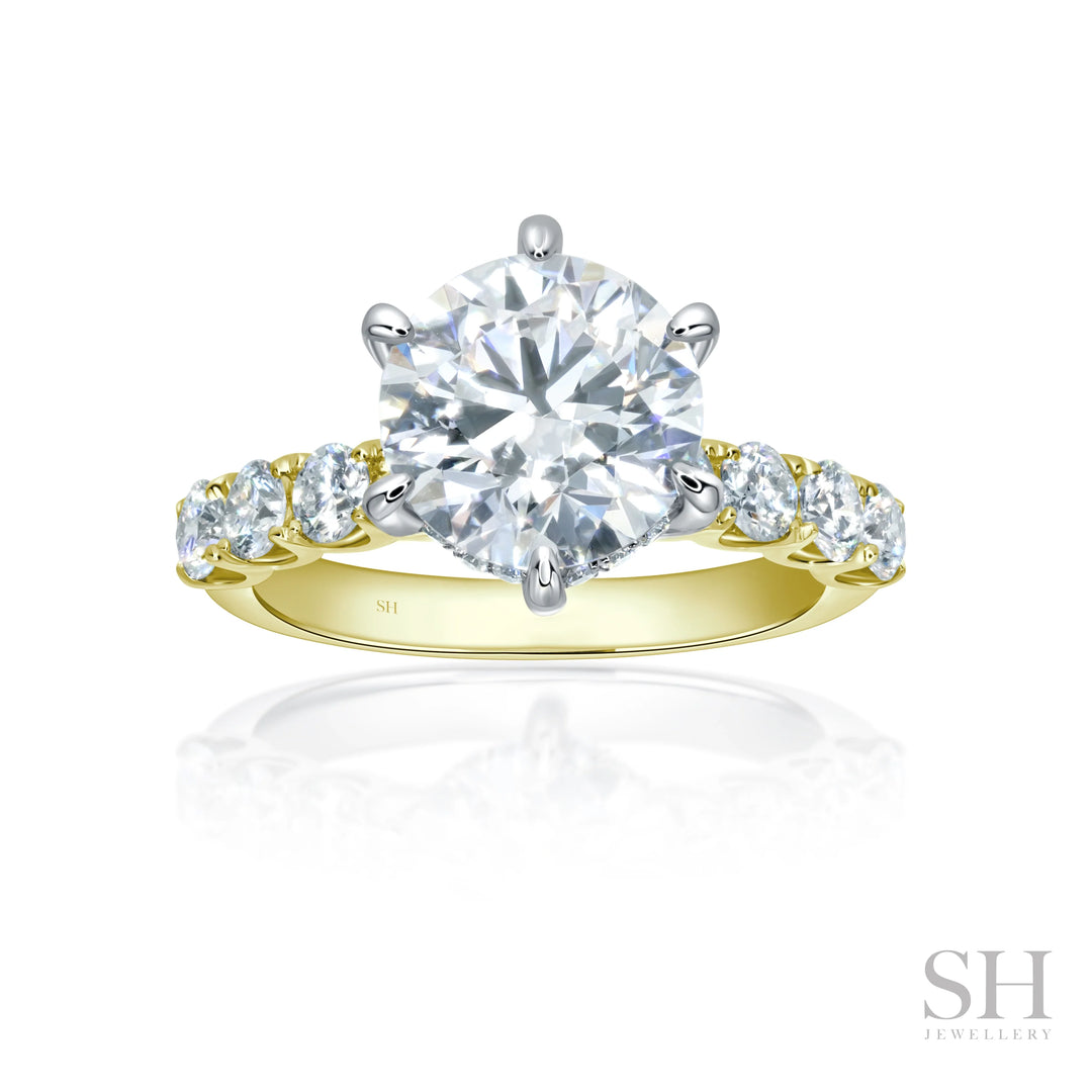 Timeless 6-Claw Brilliant Cut with Scalloped Band and Hidden Halo - W1095 (Lab Grown)