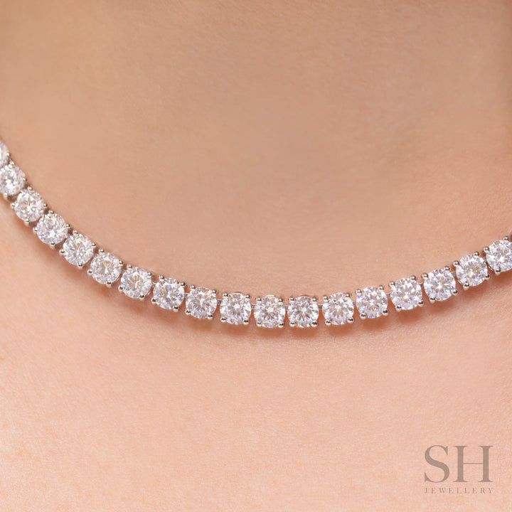 4-Claw Classic Diamond Tennis Necklace (full eternity) (27.65ct TW) (38cm/15in) - W1124