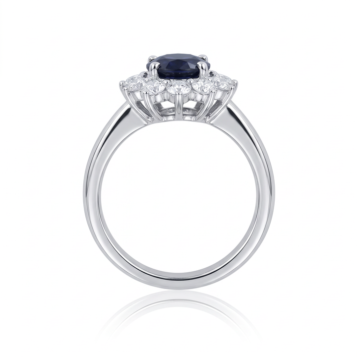Oval Sapphire &amp; Diamond Cluster Ring