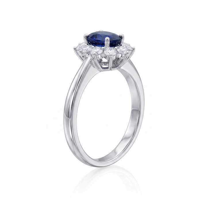 Oval Sapphire &amp; Diamond Cluster Ring
