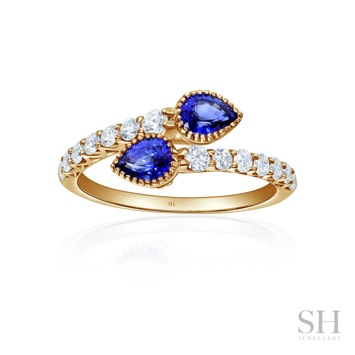 Harmony Pears Sapphire and Diamond Ring (2mm) - W1144