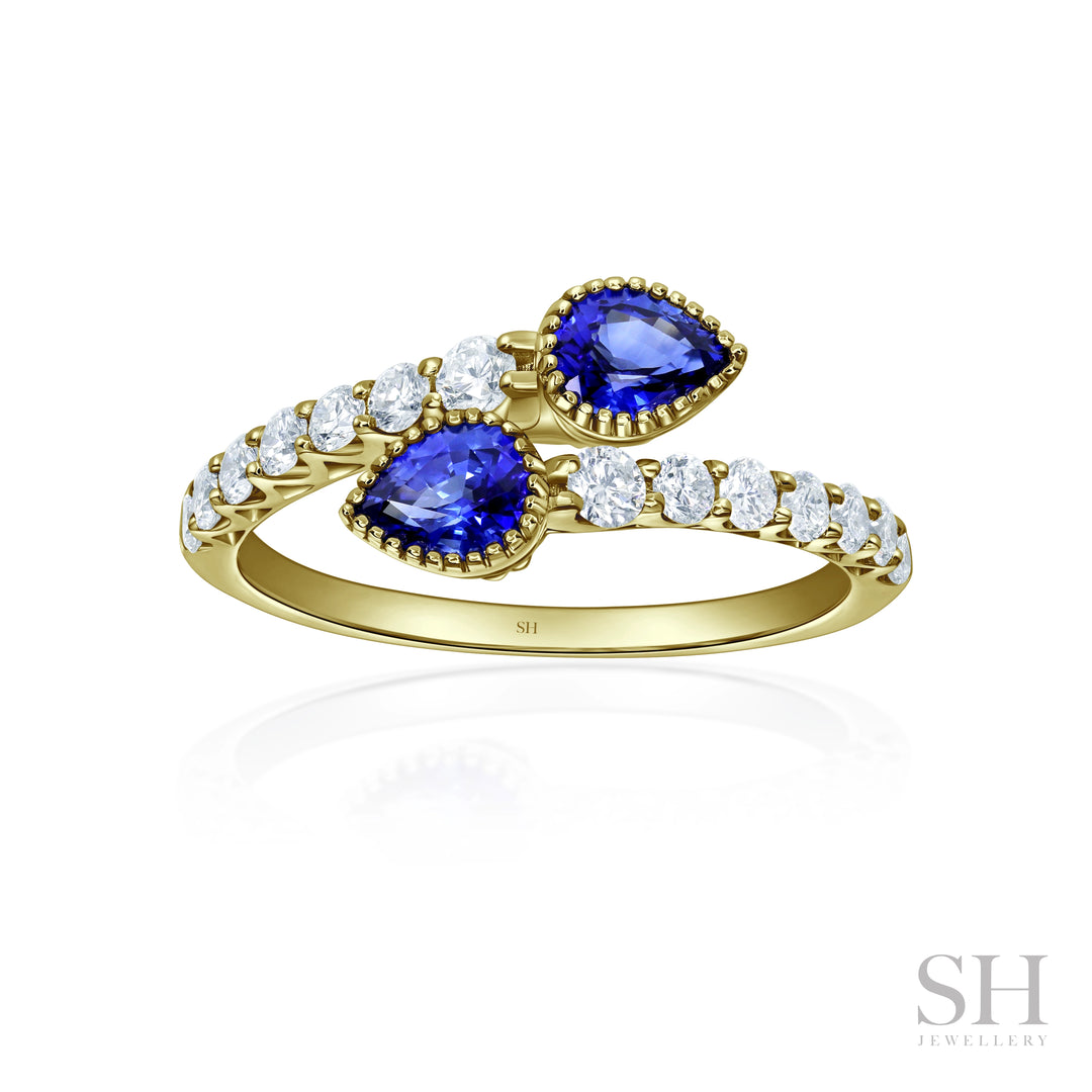 Harmony Pears Sapphire and Diamond Ring (2mm) - W1144