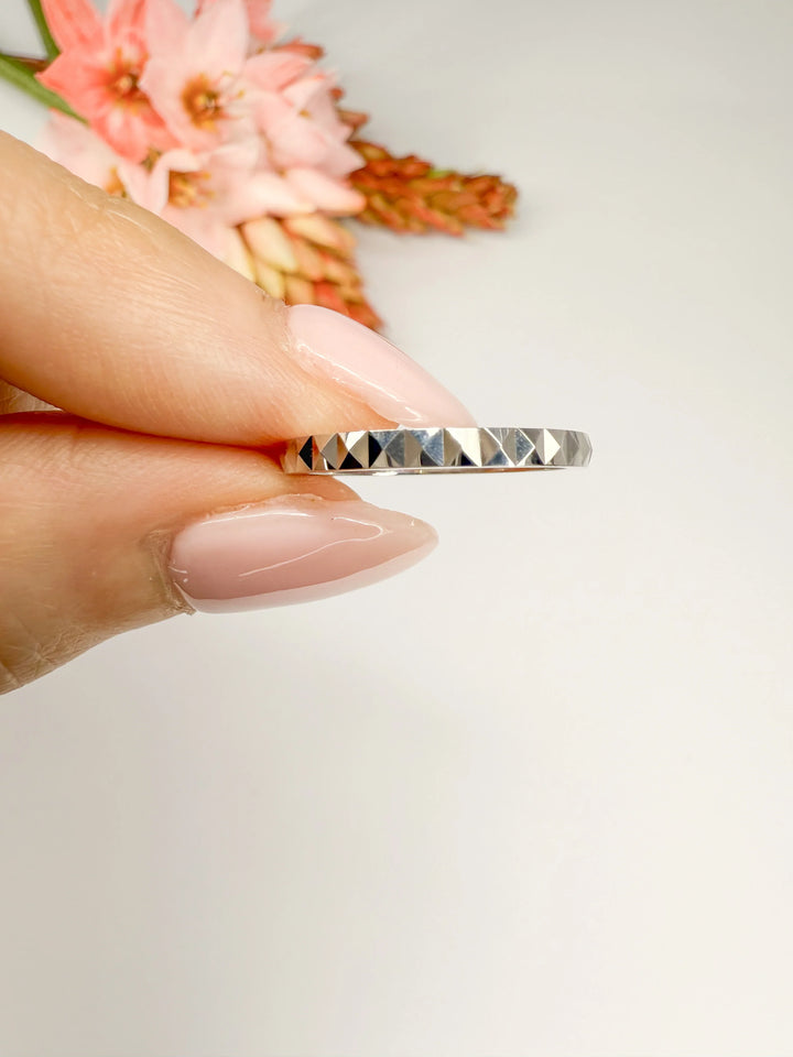 Double Prism Wedding Ring (2mm) - W1155 — 18kt White Gold (Clearance)