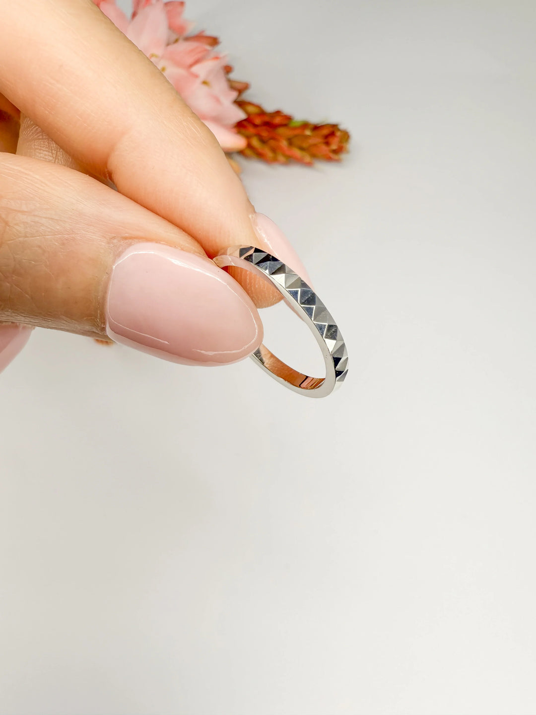 Double Prism Wedding Ring (2mm) - W1155 — 18kt White Gold (Clearance)