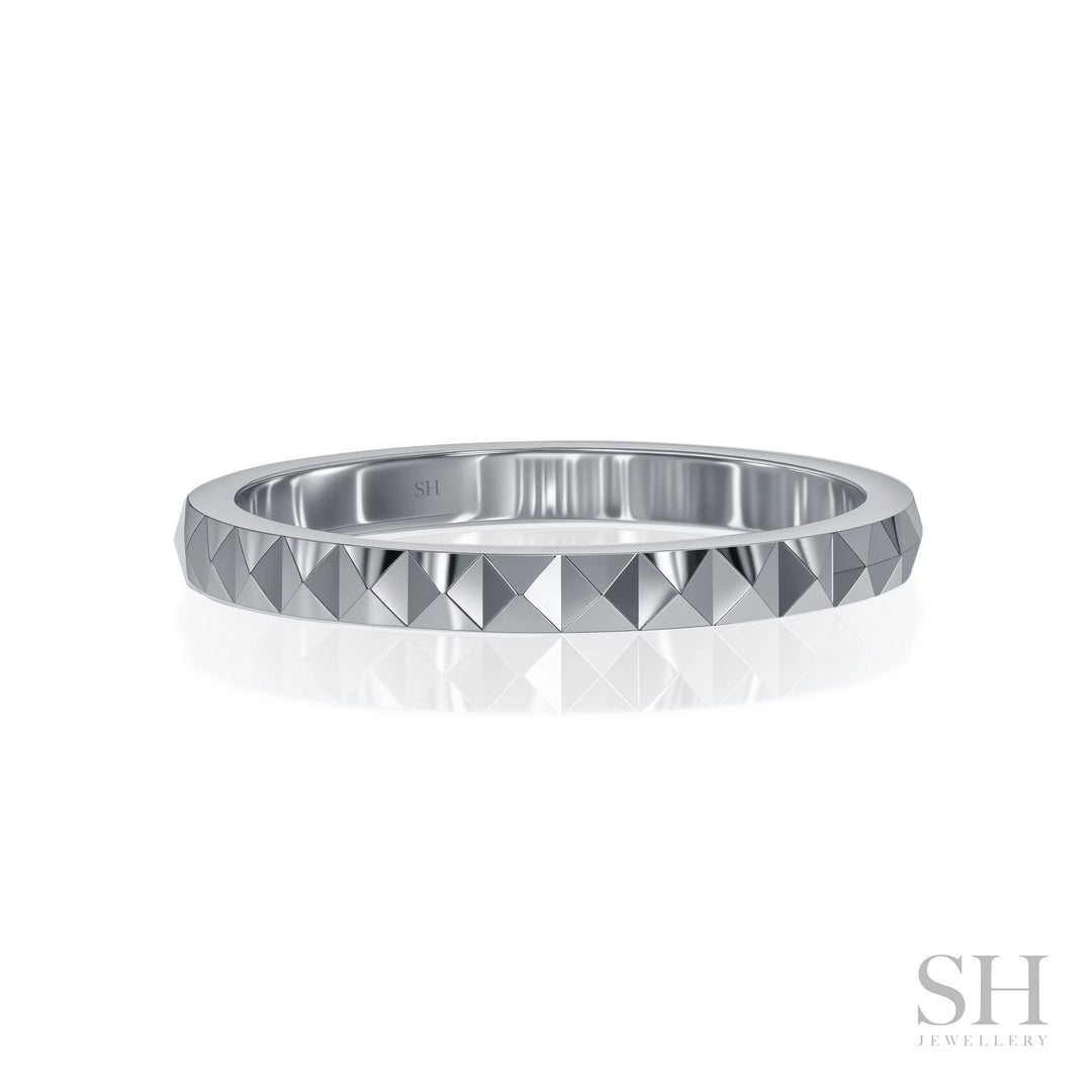 Double Prism Wedding Ring (2mm) - W1155 — 18kt White Gold (Clearance)