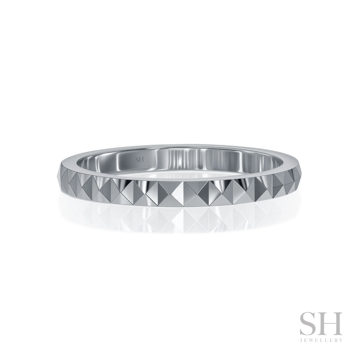 Double Prism Wedding Ring (2mm) - W1155 — 18kt White Gold (Clearance)