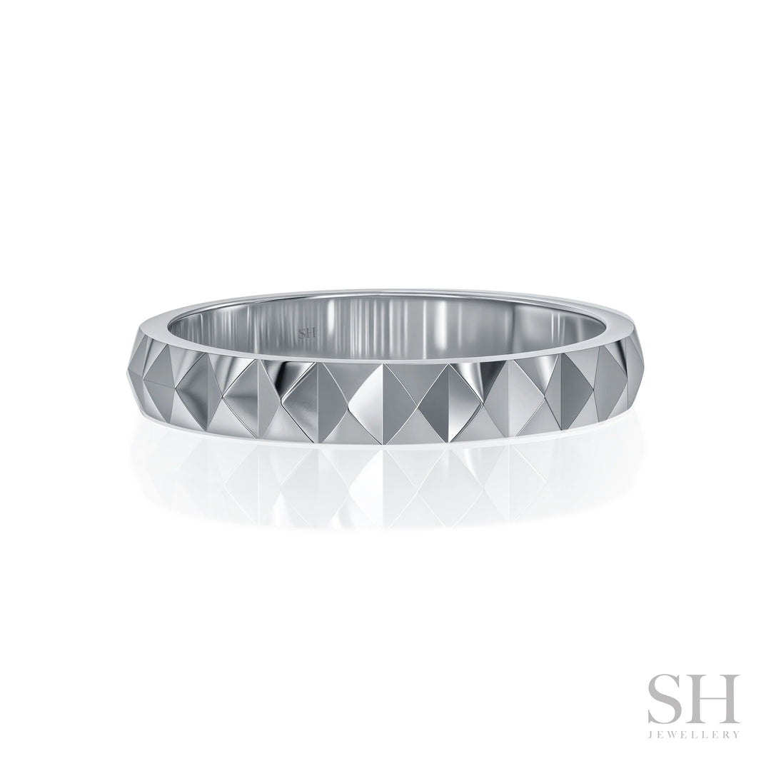 Double Prism Wedding Ring (3mm) - W1156 — 18kt White Gold (Clearance)