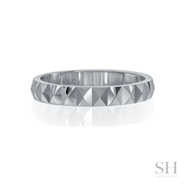 Double Prism Wedding Ring (3mm) - W1156 — 18kt White Gold (Clearance)